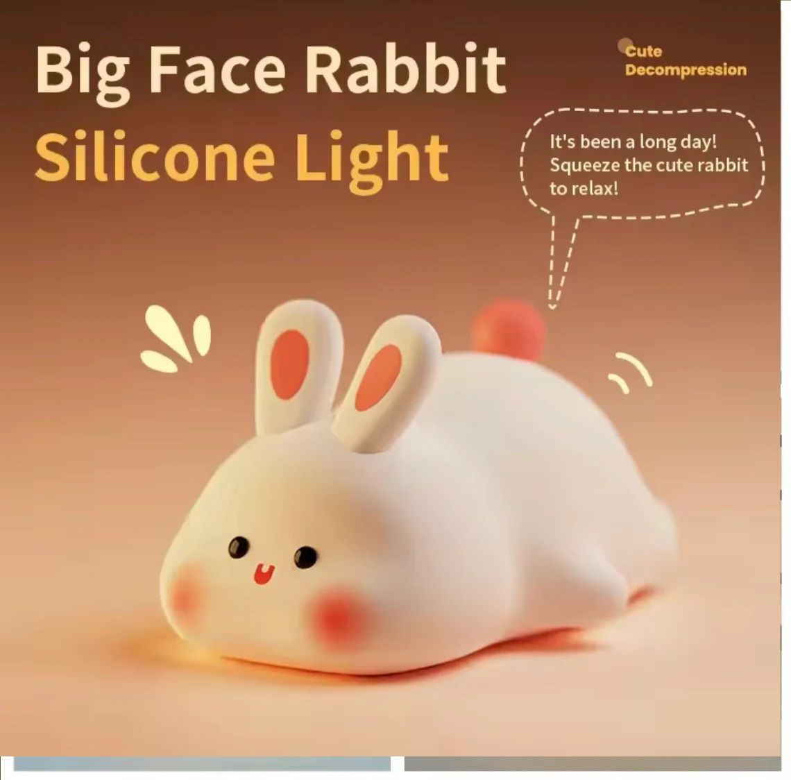 Cute Rabbit Touch Silicone Light Silicon Touch Sensor Tap Light Baby Kids Bedside Night Light