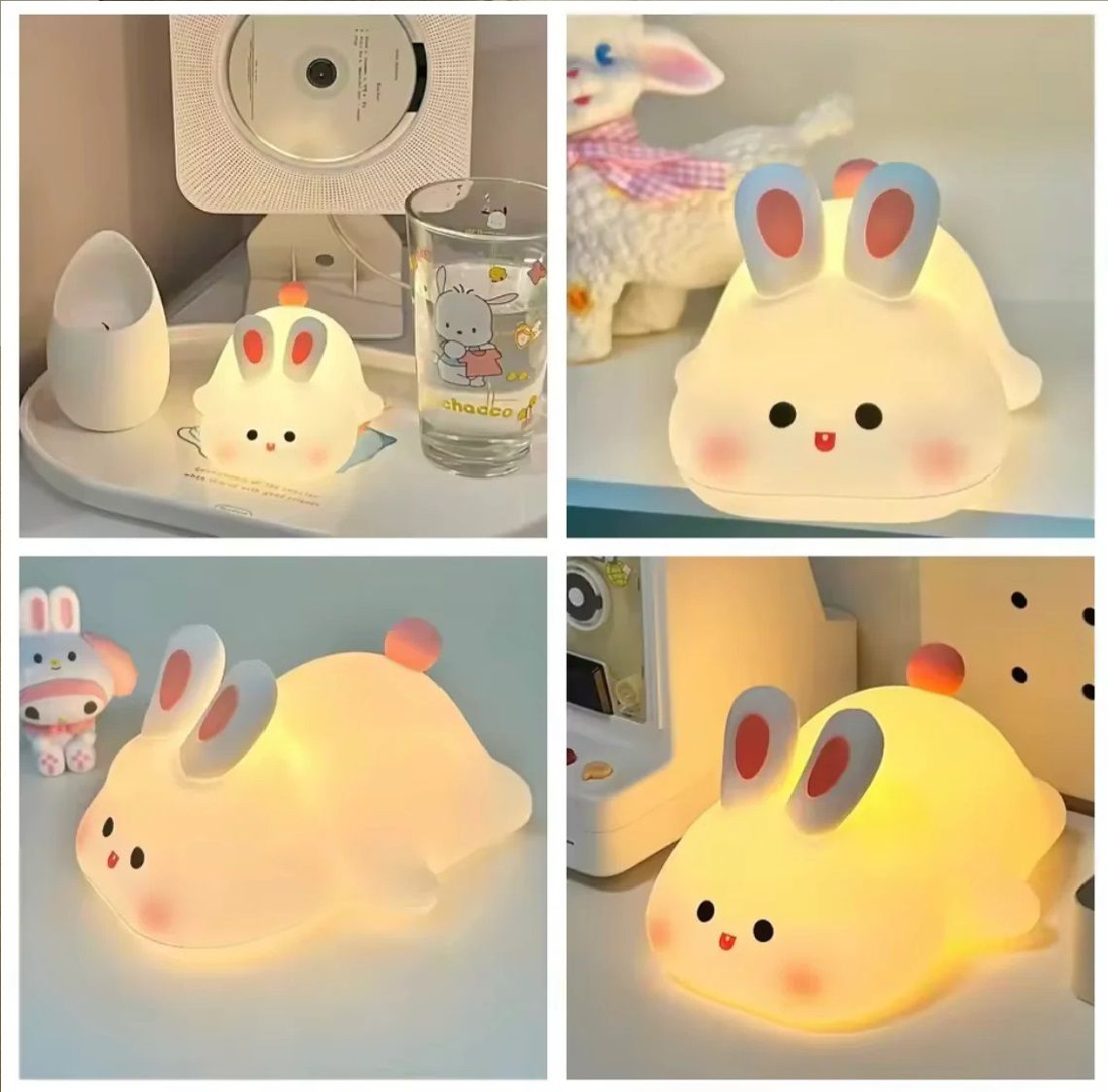 Cute Rabbit Touch Silicone Light Silicon Touch Sensor Tap Light Baby Kids Bedside Night Light