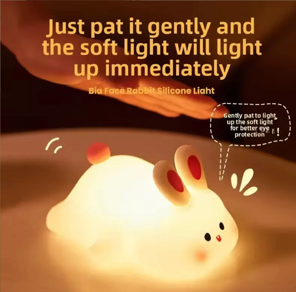 Cute Rabbit Touch Silicone Light Silicon Touch Sensor Tap Light Baby Kids Bedside Night Light